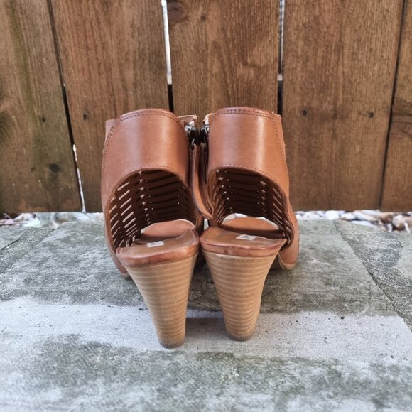 Paul Green Womem's Rosa Peep-Toe Sandal Woven Leather Tan Brown Size 6 - Picture 5 of 10